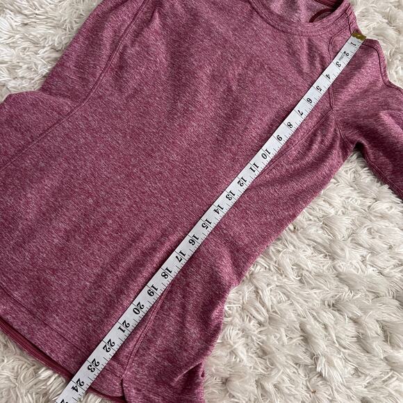 Lululemon Heathered Misty Merlot Runderful Long Sleeve Shirt Size 6 - Picture 9 of 9